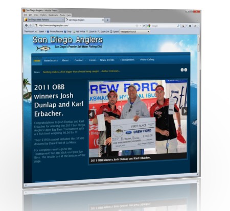 San Diego Anglers website screenshot