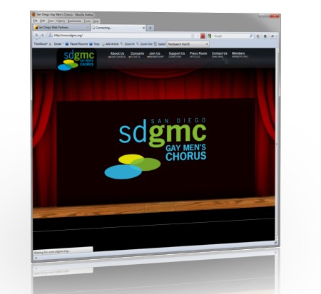 San Diego Gay Men's Chorus website screenshot